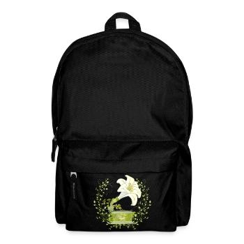 Lily Gramophone – Floral Music Motif in Green - Backpack - black - Front