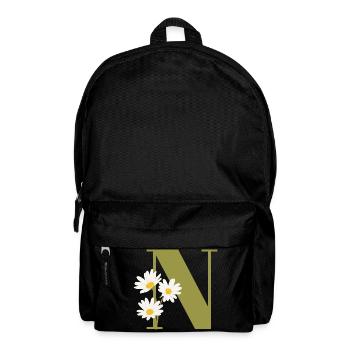 Lettre n vert marguerites - Sac à dos - noir - Devant