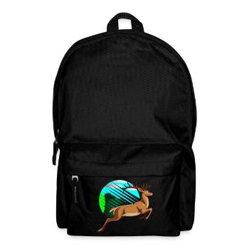 Air jumping deer in the neon circle - Backpack - black - Front