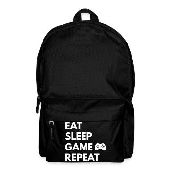 Eat Sleep Game Repeat – Gaming Motto - Rucksack - Schwarz - Vorne