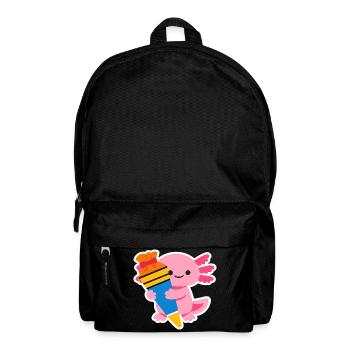 Axolotl rose avec pinceau cadeau - Sac à dos - noir - Devant