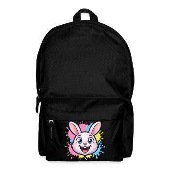 Happy Bunny Illustration with Paint Splashes - Backpack - black - Front