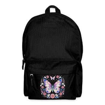 Pastel butterfly in a wreath of flowers - Backpack - black - Front