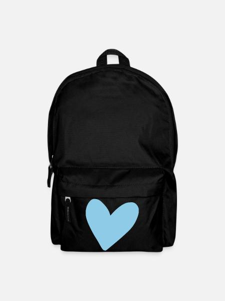 Blue Heart: Two-dimensional minimal style - Backpack - black