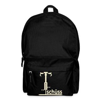 Abschied Fahrradfahrer - Tschüss - Rucksack - Schwarz - Vorne