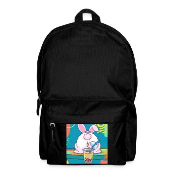 Cute Bunny Funny Boba Bubble Tea - Backpack - black - Front
