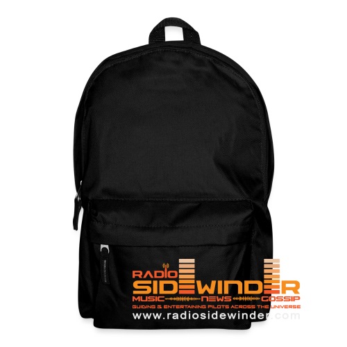 Radio Sidewinder logo and url - Backpack