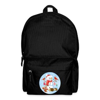 Schneemann mit Waldtieren zu Weihnachten - Rucksack - Schwarz - Vorne