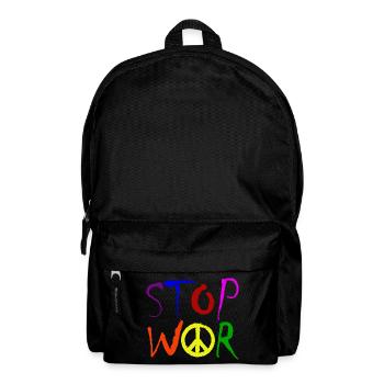 STOP WAR with Peace Sign Peace Symbol – NO WAR - Backpack - black - Front