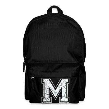 Letter of m in white in Used Look - Backpack - black - Front