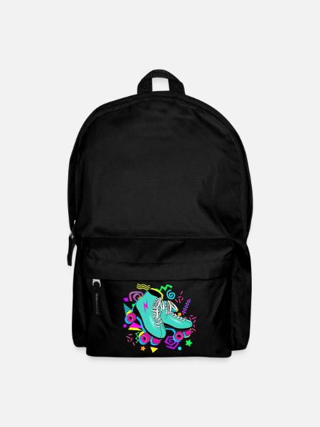 Roller skates retro neon - Backpack - black
