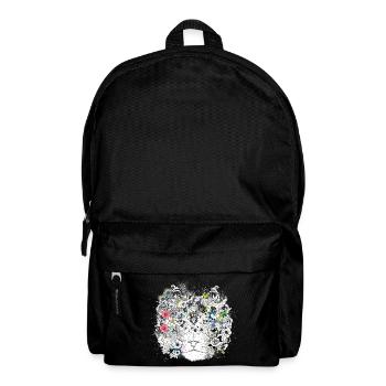 außergewöhnlich verzierte Löwenmähne mit Blumen - Rucksack - Schwarz - Vorne
