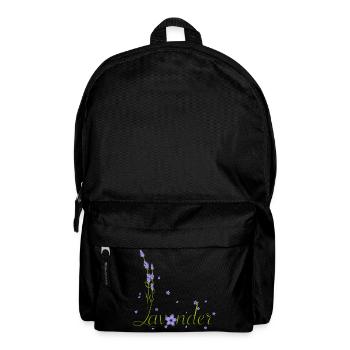 delicate lavender calligraphy with lavender flowers - Backpack - black - Front