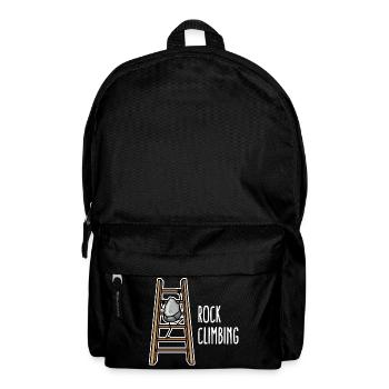 Rock Climbing, funny climbing sport puns cartoon - Backpack - black - Front