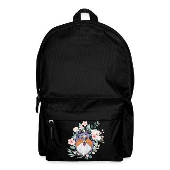 Sheltie blue merle flowers - Backpack - black - Front