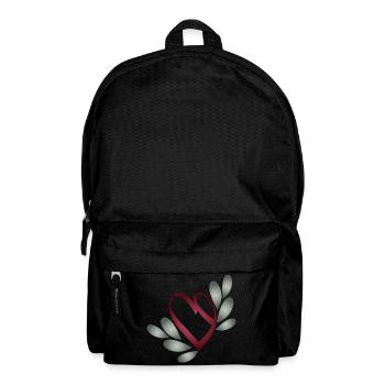 romantique symbole du cœur de la Saint-Valentin avec des feuilles - Sac à dos - noir - Devant