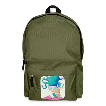 Octopus woman with leopard - Backpack - olive green - Front