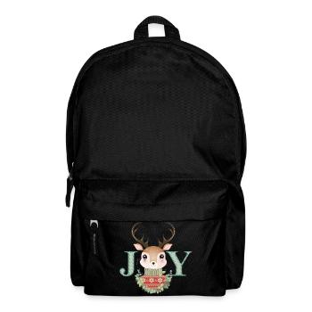 cute deer with sweater and christmas wreath - Backpack - black - Front
