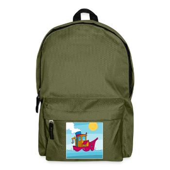 Buntes Bild eines lustigen Schleppers - Rucksack - Olivgrün - Vorne