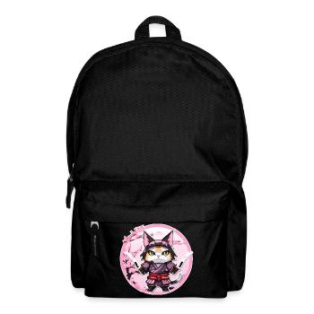 Samurai Katze & Kirschblüten #1 - Rucksack - Schwarz - Vorne