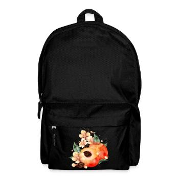 Pfirsichhälfte,Pfirsiche,Blätter & Pfirsichblüten - Rucksack - Schwarz - Vorne