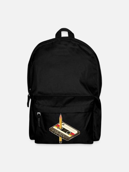 Vintage Kassette mit Bleistift-Design - Rucksack - Schwarz