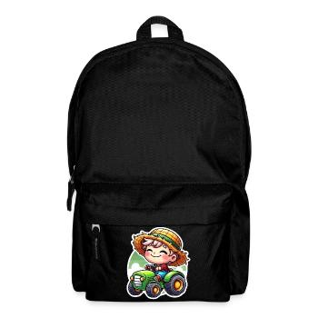 Kleiner Strohhutjunge fährt grünen Traktor - Rucksack - Schwarz - Vorne