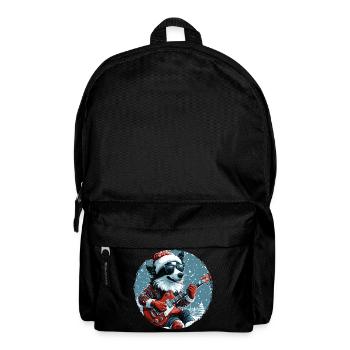 Border Collie Hund Weihnachten Rocker Gitarre - Rucksack - Schwarz - Vorne