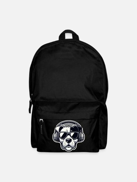 Hund Kopfhörer Brille cool - Rucksack - Schwarz