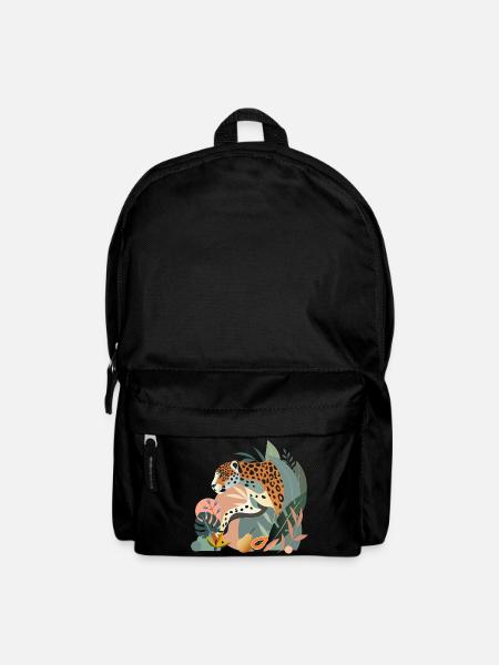 Jaguar im Dschungel-Elegante Wildtier-Illustration - Rucksack - Schwarz