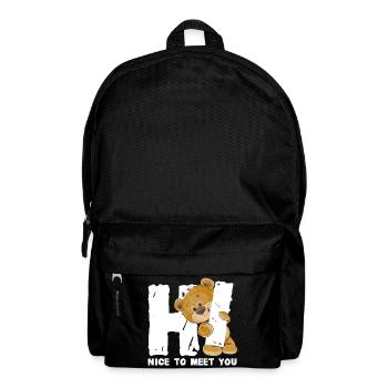 Ours en peluche mignon salutation dicton anglais - Sac à dos - noir - Devant