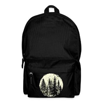 Nachtwald-Silhouette mit Vollmond - Rucksack - Schwarz - Vorne