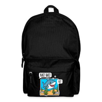 The nice shark says hello happily! Say hi to the shark! - Backpack - black - Front