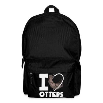Loutre de mer dessin animé coeur - Sac à dos - noir - Devant