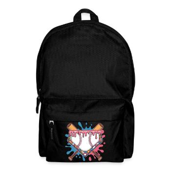 Baseball Homeplate with Batter and Colorful Splash - Backpack - black - Front