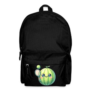 Kawaii watermelon with tennis racket and ball - Backpack - black - Front