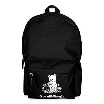 Bär gießt Blumen – Stärke wächst - Rucksack - Schwarz - Vorne