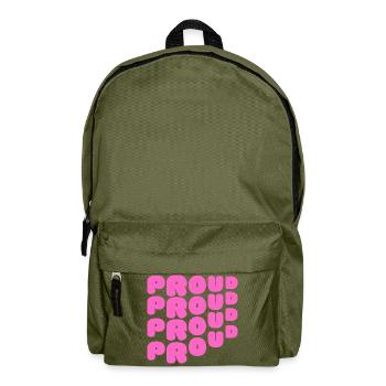 Pride / CSD / LGBTQ+ Design "PROUD" - Rucksack - Olivgrün - Vorne