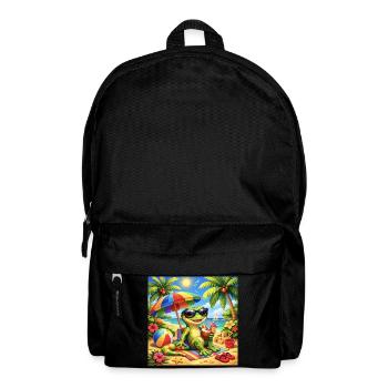 Gecko am Strand mit Sonnenbrille - Rucksack - Schwarz - Vorne