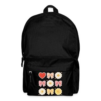 Pastel Daisy Bows Heart Pattern - Backpack - black - Front