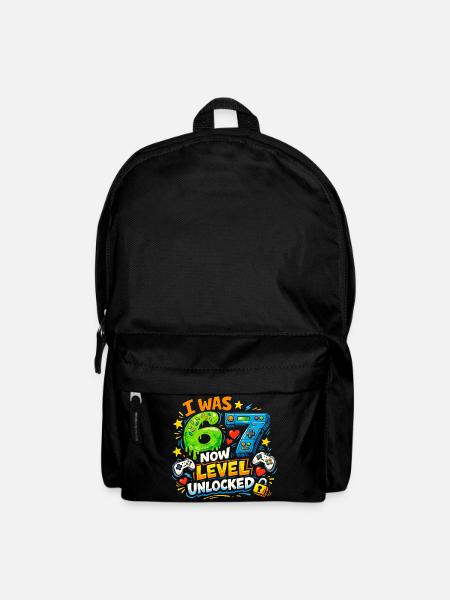I was 6 Now Level 7 Unlocked 7th Birthday Gamer 67 - Rygsæk - sort