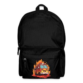 Kawaii Fire Truck Flames - Backpack - black - Front