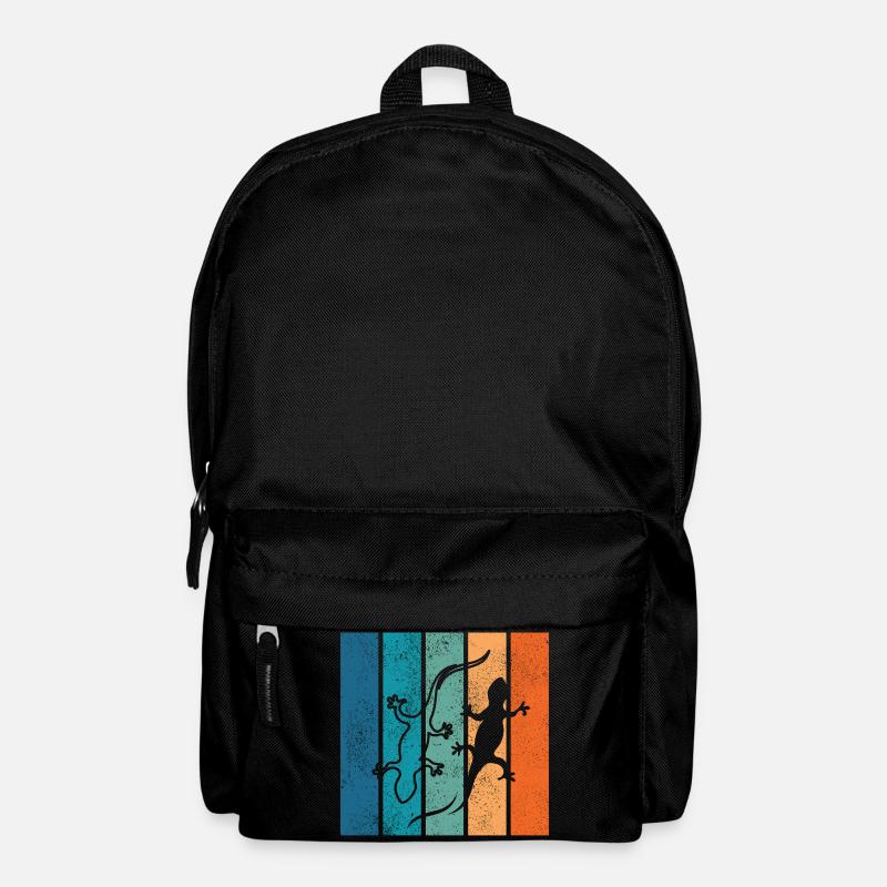 Geckos im Regenbogenstreifen - Rucksack - Schwarz