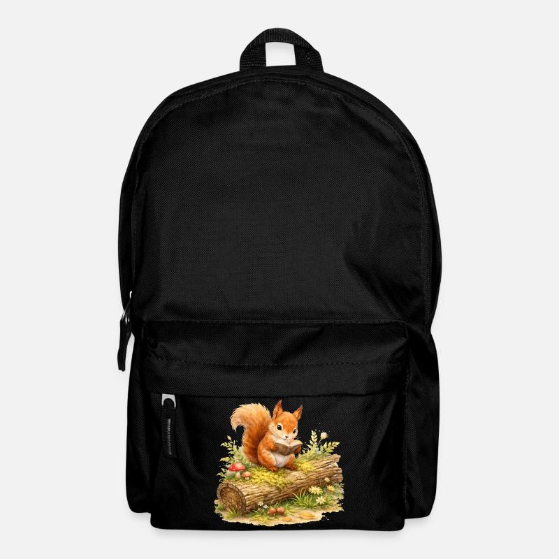 Eichhörnchen liest Buch Illustration - Rucksack - Schwarz