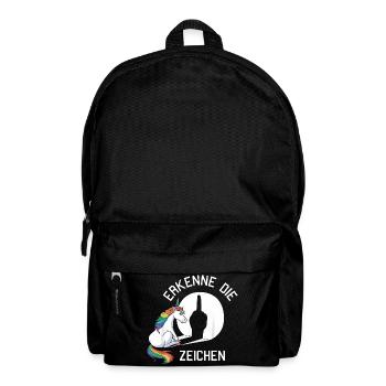 erkenne die Zeischen lustiges Einhorn - Rucksack - Schwarz - Vorne