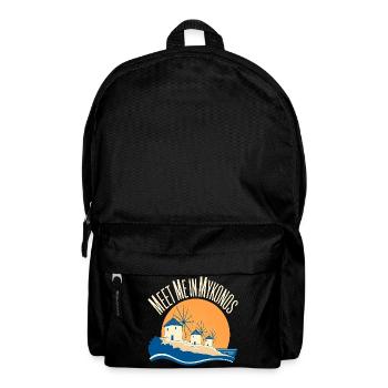 Meet Me in Mykonos Windmills Greek Island Travel - Rucksack - Schwarz - Vorne