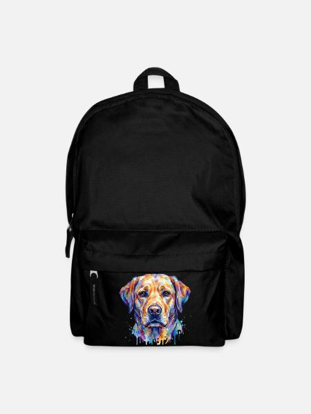 Portrait coloré de chien aquarelle - Sac à dos - noir