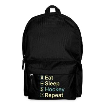 Eat, Sleep Hockey Repeat Lustiges Hockeyspieler-Geschenk - Rucksack - Schwarz - Vorne
