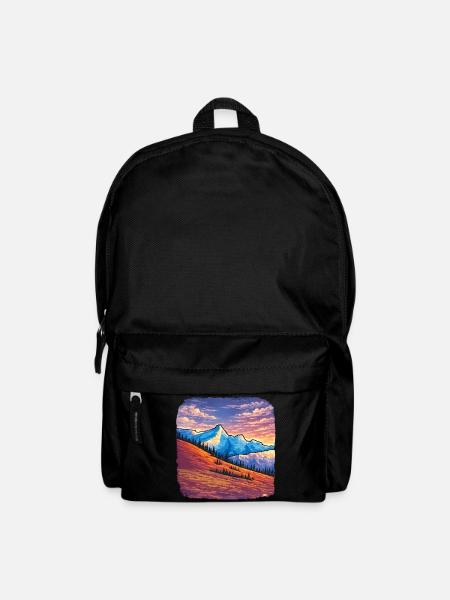 Sunset Mountains – Retro-Illustration - Rucksack - Schwarz
