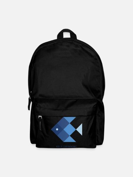 Keep Swimming – Minimalistischer Fisch Spruch - Rucksack - Schwarz